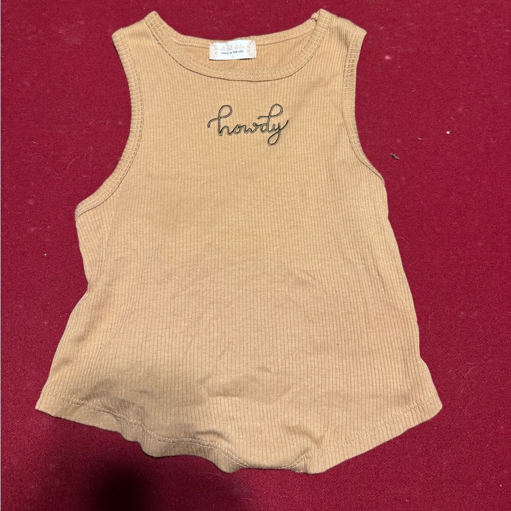 Altar'd State Tan Ribbed Tank with Embroidery